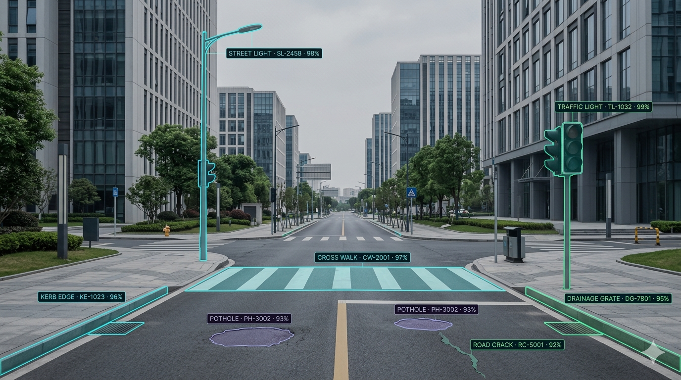 AI detected road infrastructure